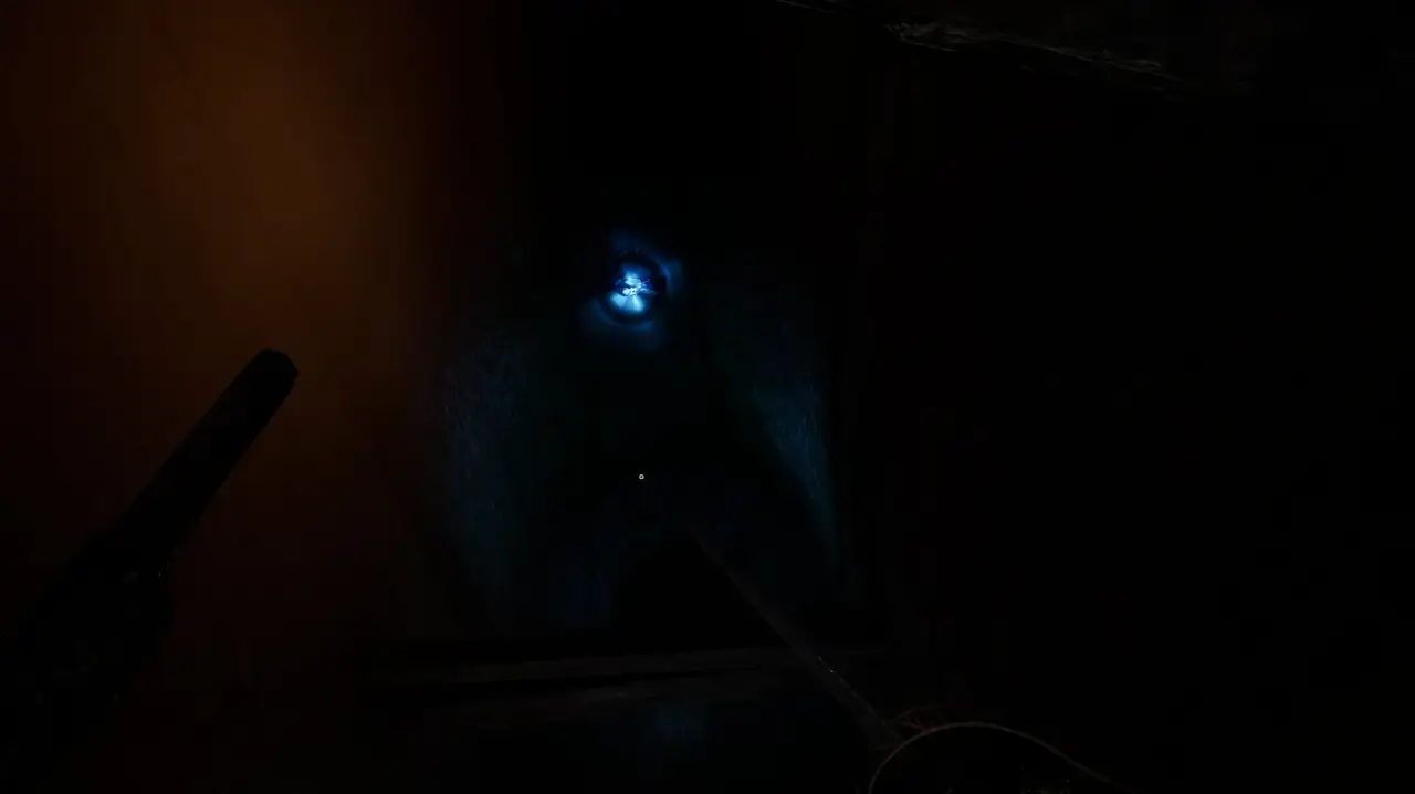 Overhead grapple point above the water in a side sewer passage