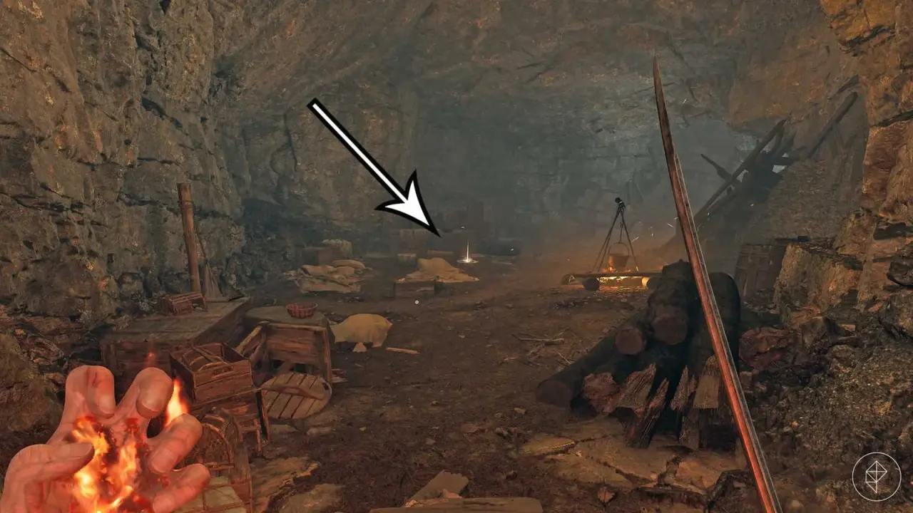 Campfire and highlighted quest letter at the Homesick starting location
