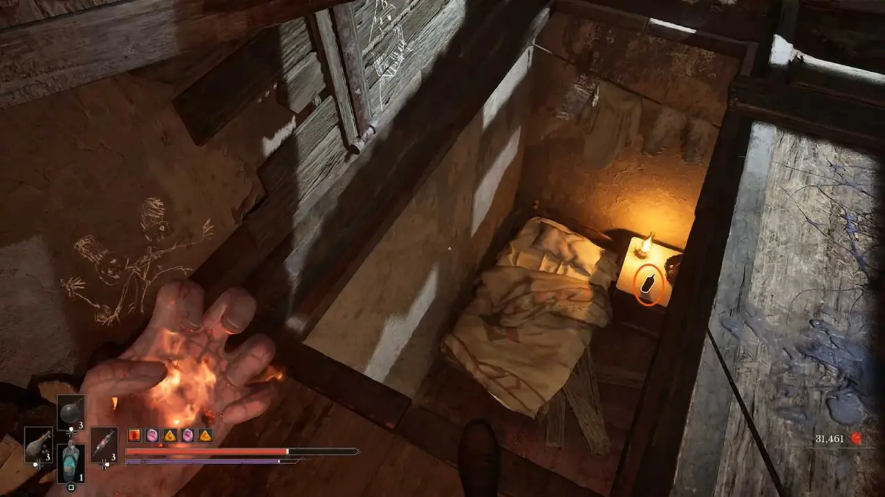 The opening down into the bedroom on the Laudanum route