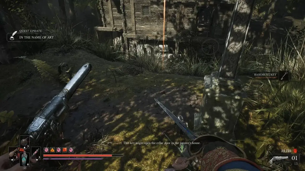 The Basement Key pickup by the grave above the house
