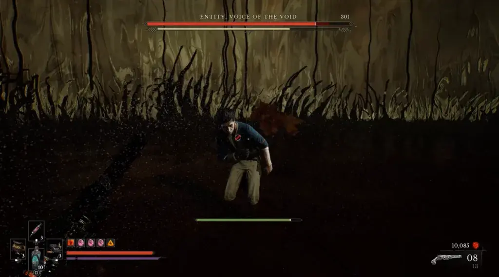 The dark William-like Entity crouching among black tendrils in the Entropy arena