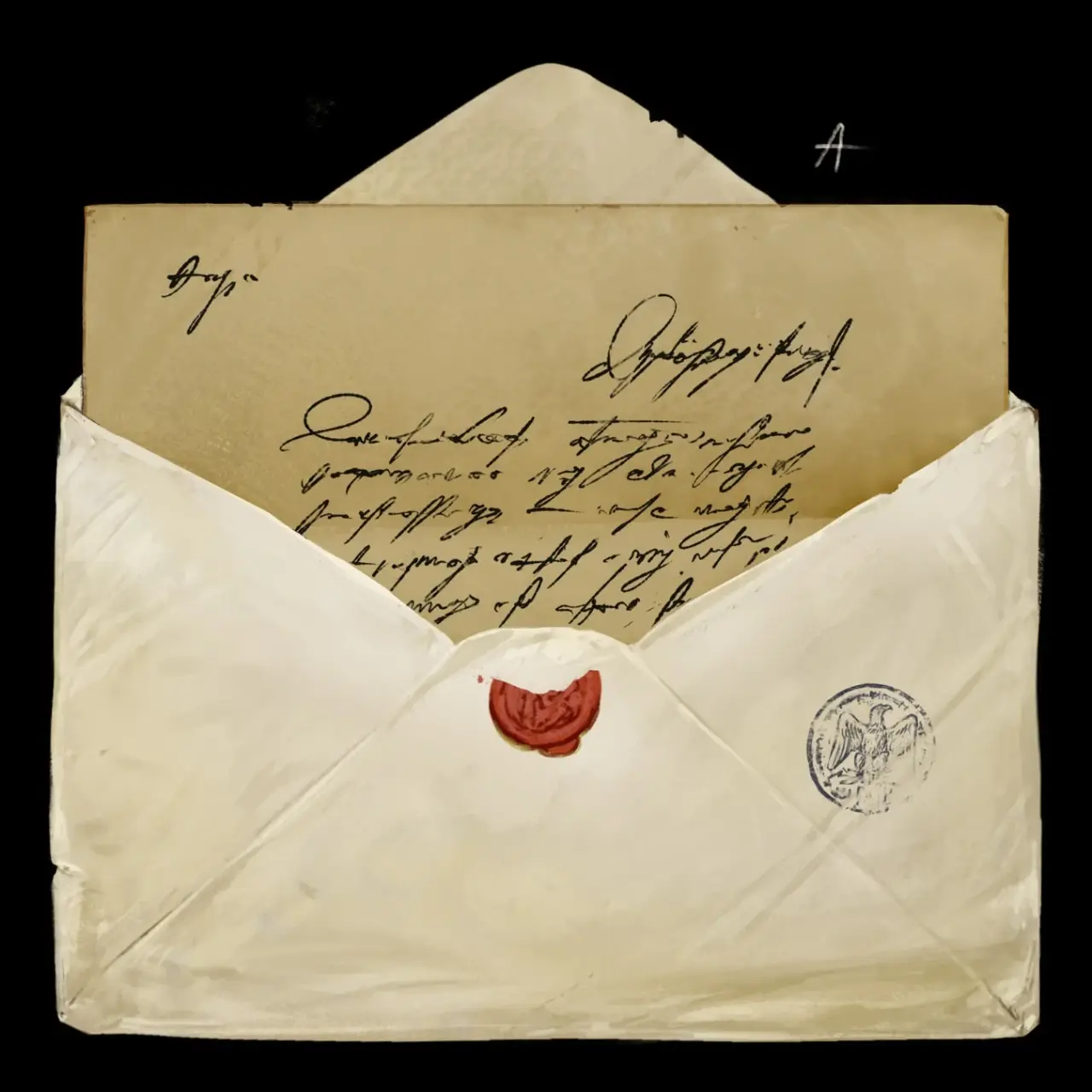 Official concept artwork of an open letter with a broken red seal